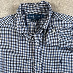 Ralph Lauren Blake Button Down Casual Shirt Cotton Blue Plaid Men's Medium